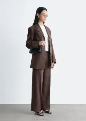 Pantalon habillé en lin - Marron foncé — photo 1