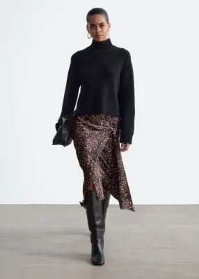 Pull à col montant en laine et cachemire - Noir — photo 2