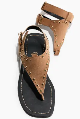 Sandales cloutées - Beige foncé — photo 3