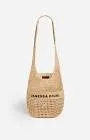 Cabas hobo raphia beige avec bandouliere