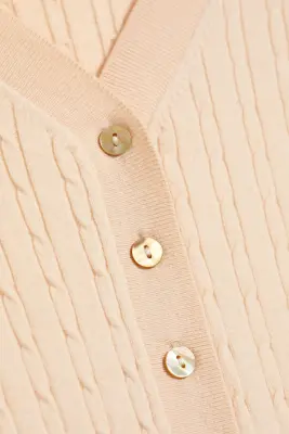 Cardigan En Maille À Col V - Beige — photo 4