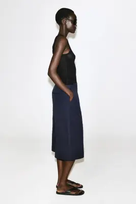 JUPE-CULOTTE TAILLEUR EN SERGÉ DE COTON - BLEU MARINE — photo 4