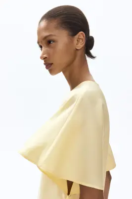 Robe midi en satin - Jaune clair — photo 3