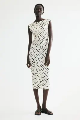 Robe à mancherons - Crème/pois — photo 2