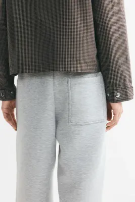 Pantalon jogger barrel Relaxed Fit en scuba - Gris chiné — photo 2