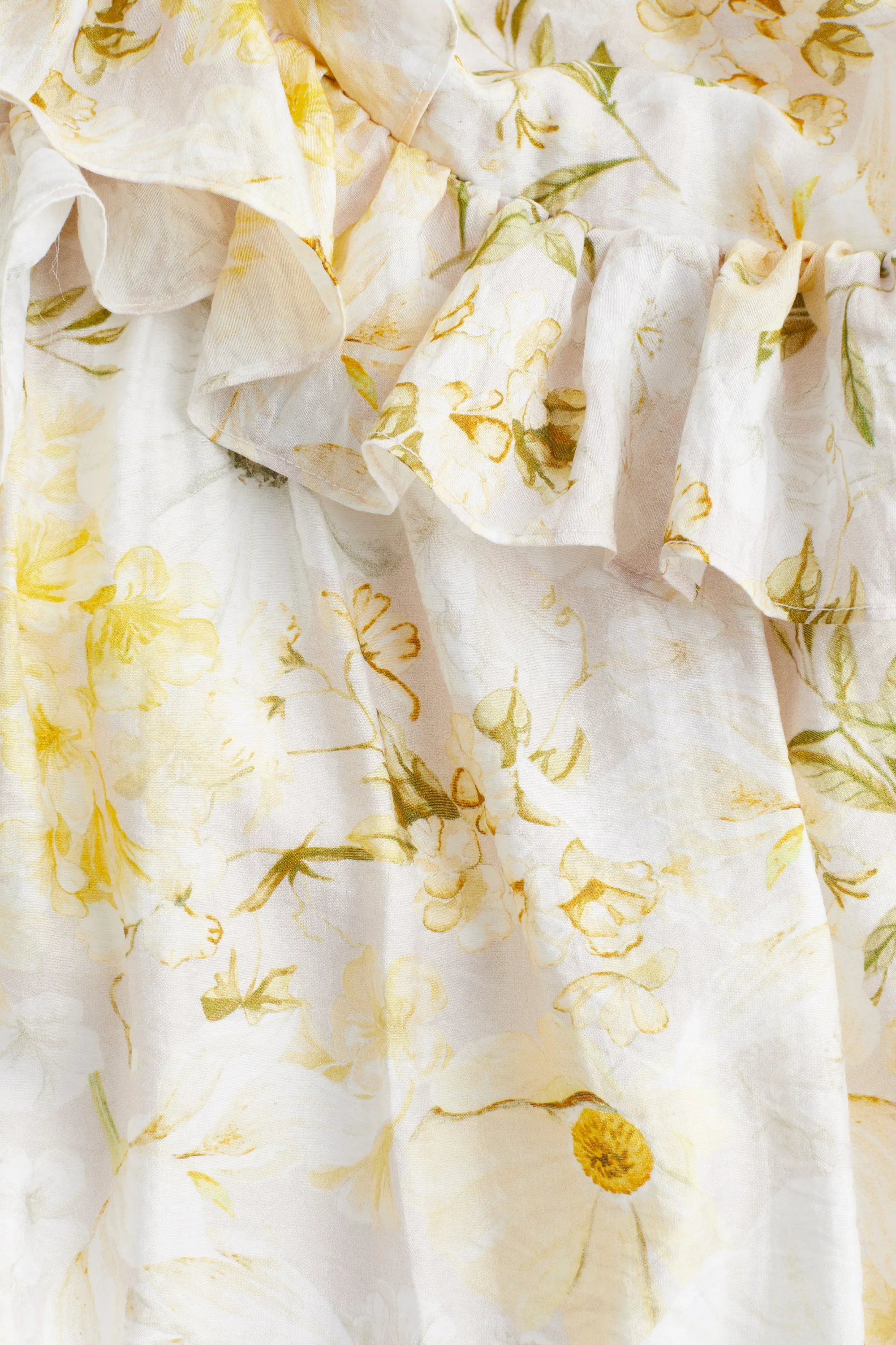 Robe midi volantée - Blanc/fleuri