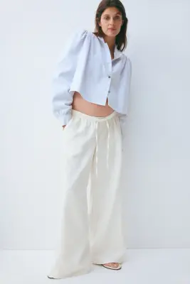 MAMA Pantalon en denim avec cordon de serrage - Blanc — photo 1