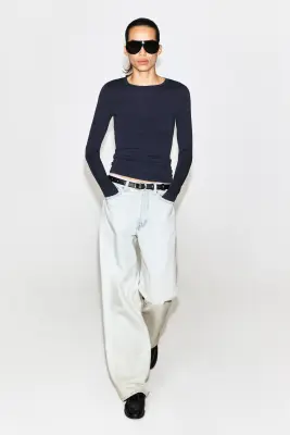 TOP SLIM EN LAINE MÉRINOS - BLEU MARINE — photo 3