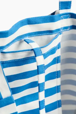 Sac de plage en toile de coton - Bleu/rayé — photo 2