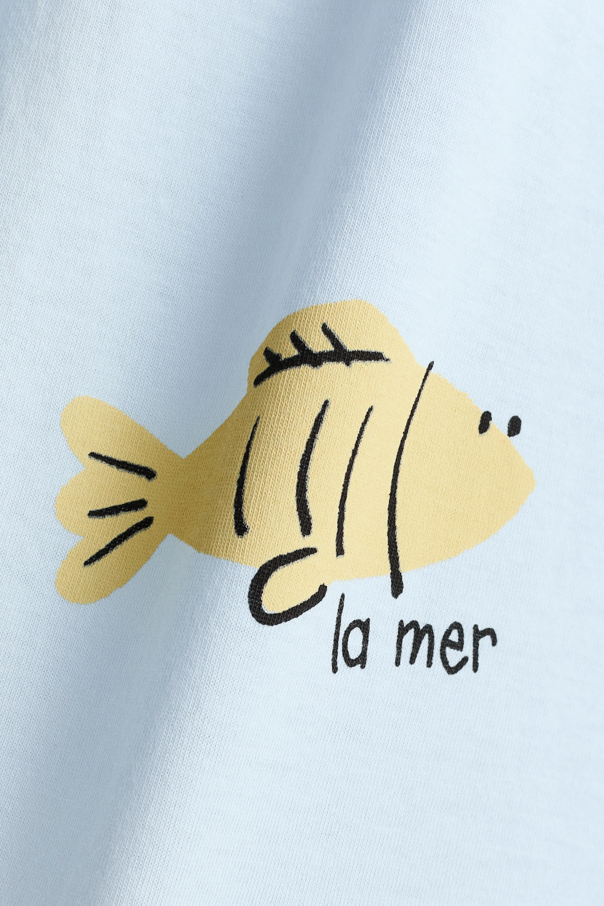 T-shirt imprimé en coton - Bleu clair/poissons