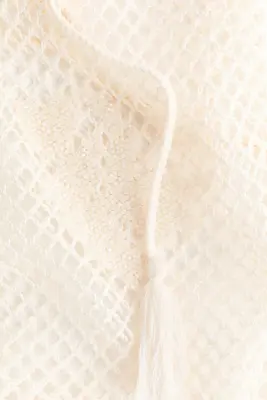 Robe dos nu façon crochet avec perles fantaisie - Crème — photo 3