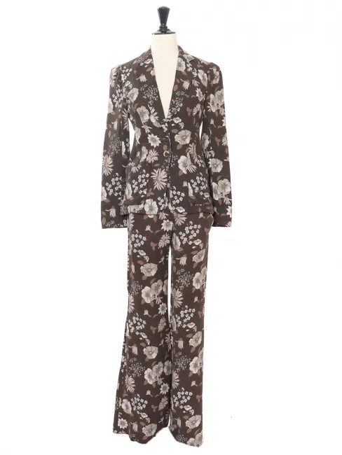 Tailleur veste pantalon par PHOEBE PHILO imprimé fleuri défilé été 2002 Prix boutique 2000€ Taille 36