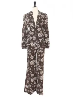 Tailleur veste pantalon par PHOEBE PHILO imprimé fleuri défilé été 2002 Prix boutique 2000€ Taille 36 — photo 1