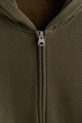 Veste à capuche zippée Oversized Fit - Vert kaki foncé — photo 5