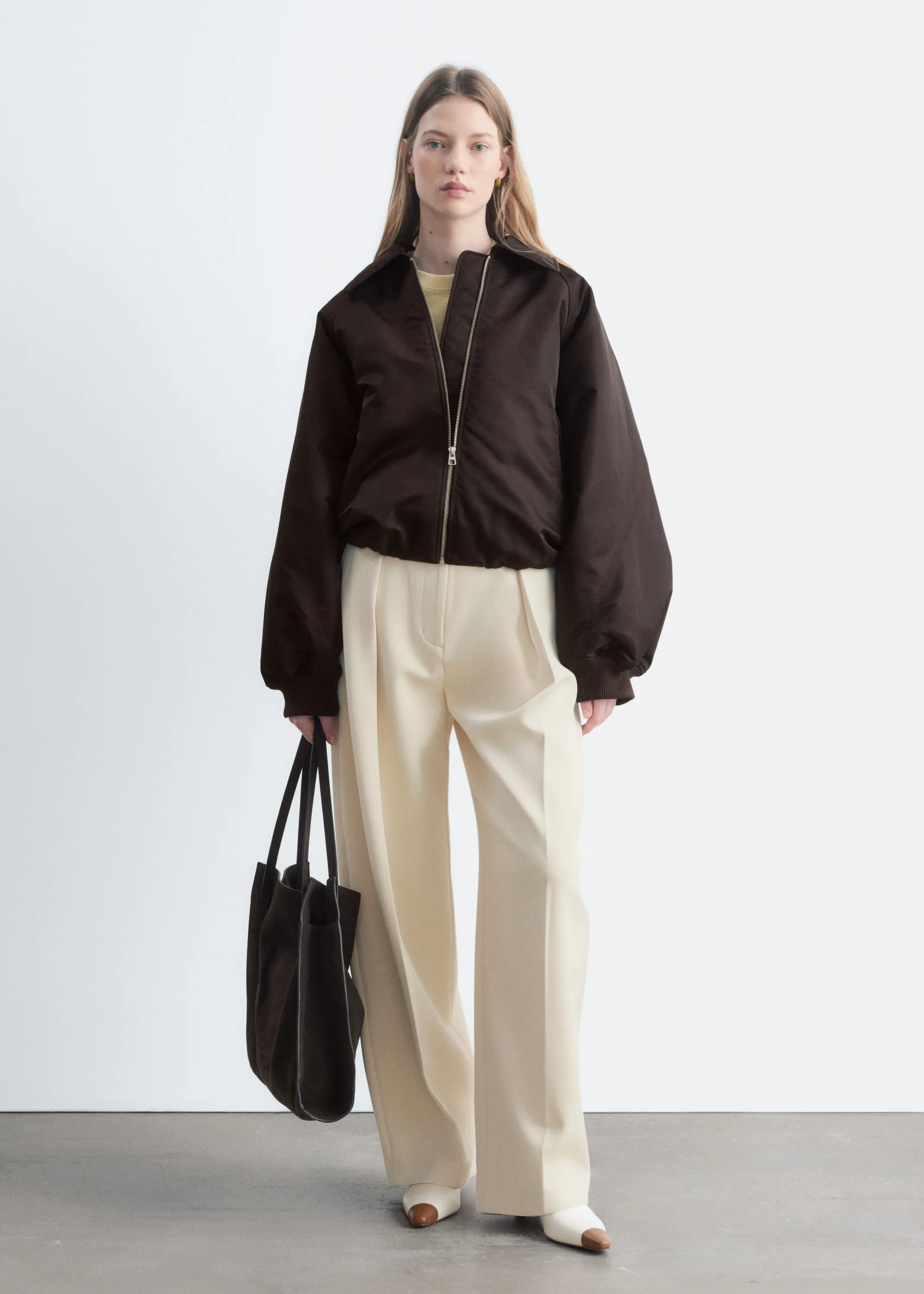 Bottines en cuir - Blanc/Cognac