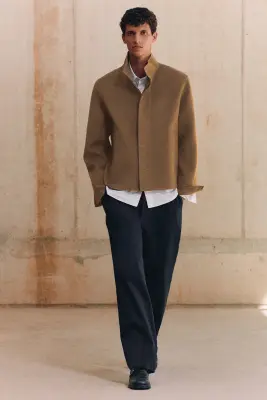 PANTALON DROIT DÉCONTRACTÉ EN SERGÉ DE COTON - BLEU MARINE — photo 3