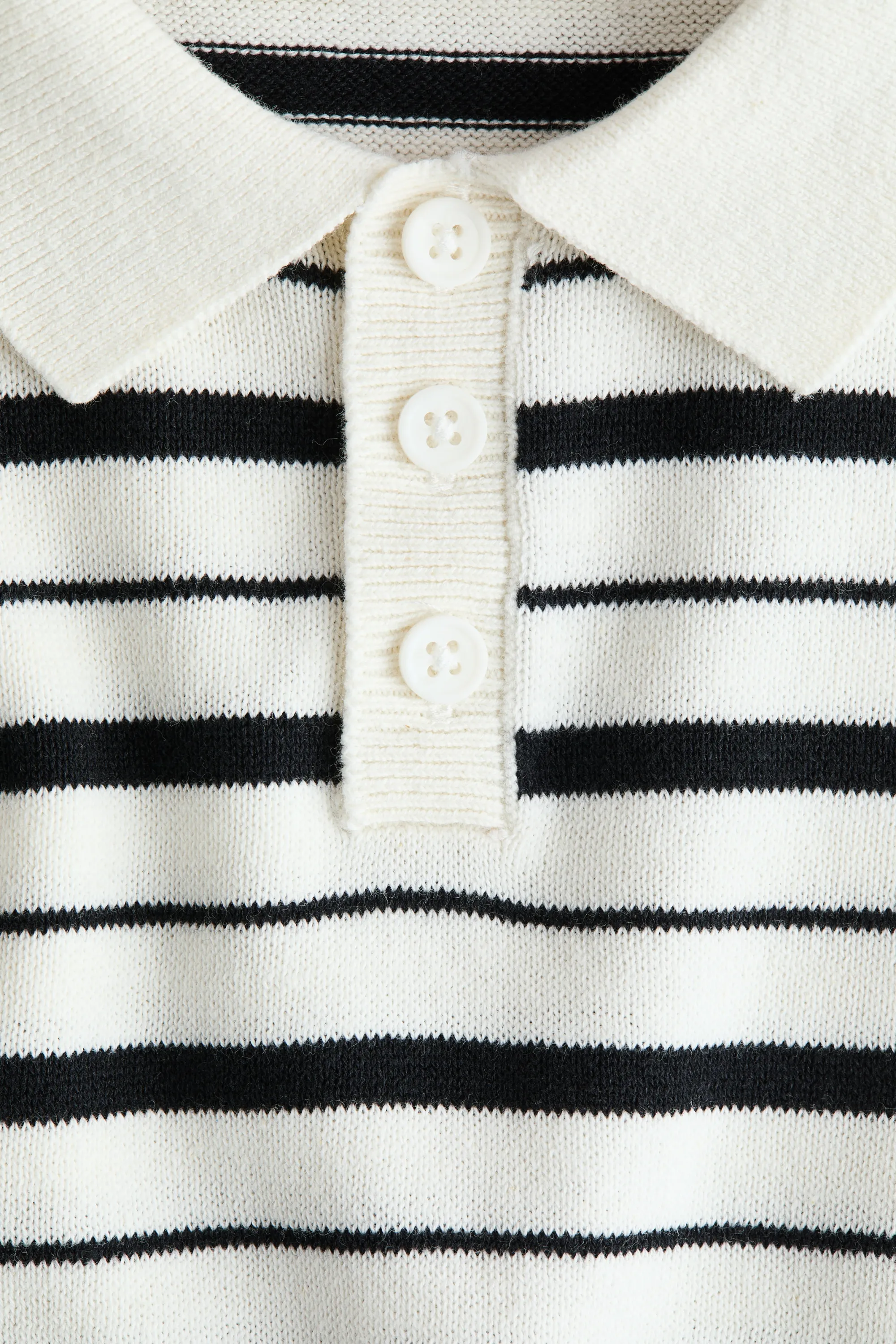 Polo en maille de coton - Crème/rayé