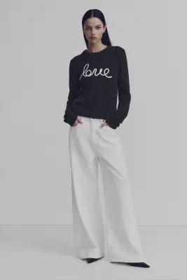 Pull avec application - Gris foncé chiné/Love — photo 1