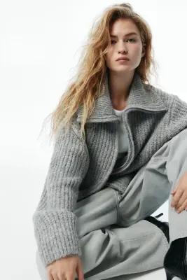 Gilet zippé - Gris clair chiné — photo 2