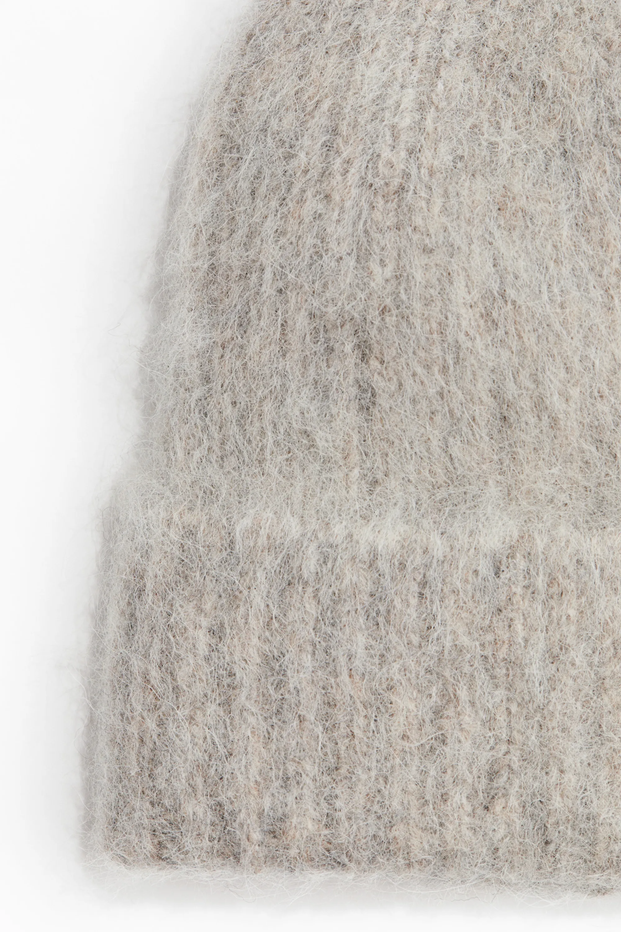 Bonnet en maille côtelée d'alpaga mélangé - Gris chiné