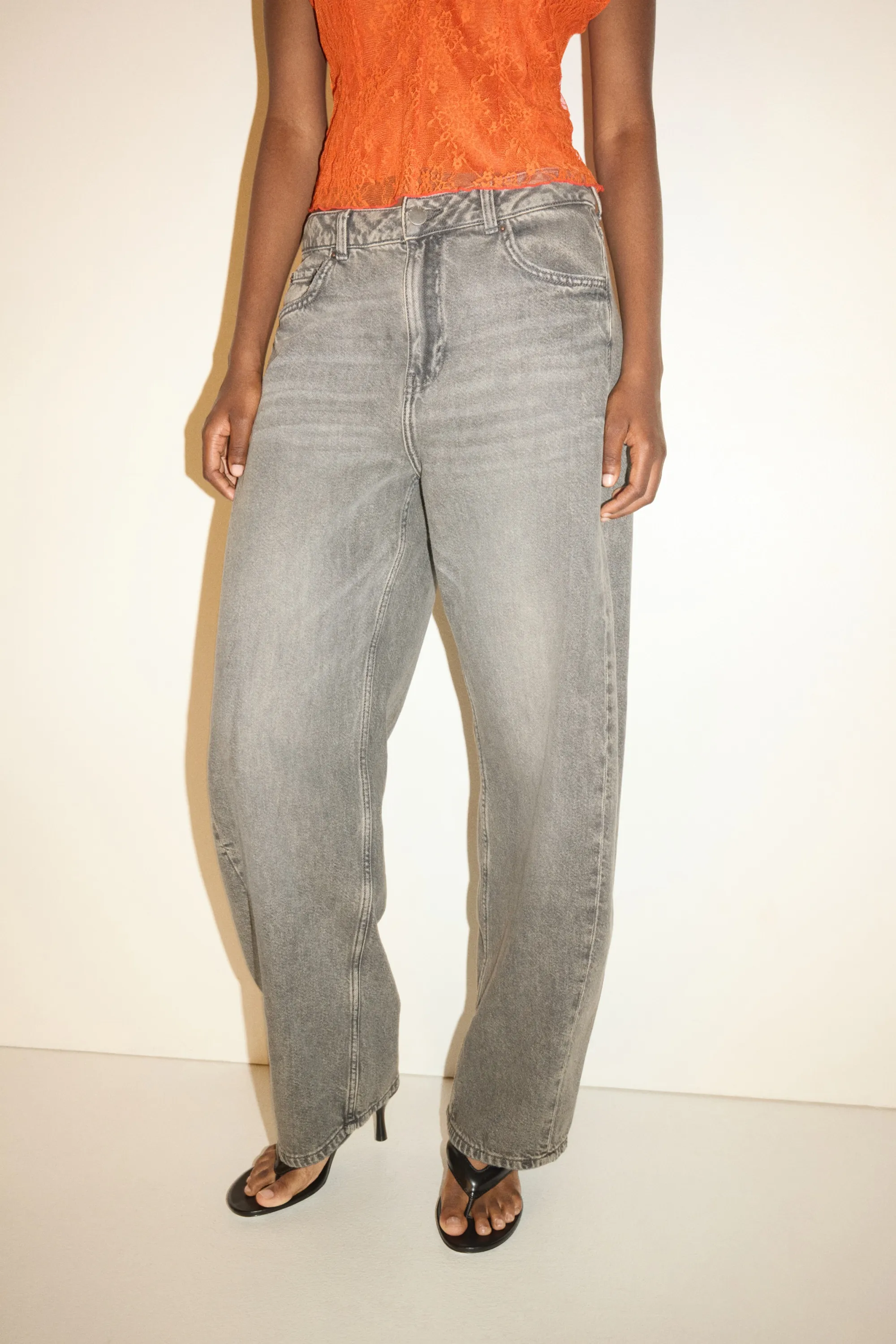 Barrel High Waist Jeans - Gris denim