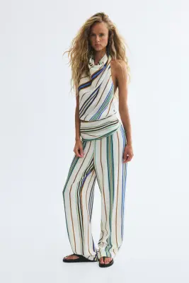 Top dos nu en viscose - Ivoire/motif — photo 2