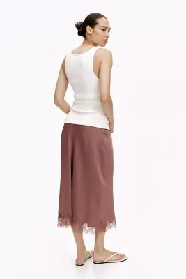 MAMA Slip skirt avec dentelle - Rose ancien foncé — photo 3