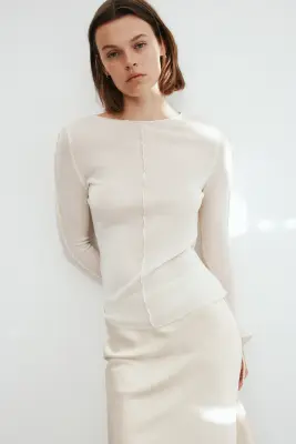 Jupe midi - Beige clair — photo 1