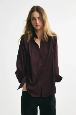 Blouse à encolure en V - Violet foncé — photo 3
