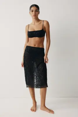 Jupe en mousseline à sequins - Noir — photo 1