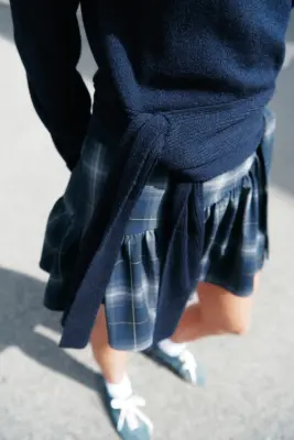 Pull avec détail à nouer - Bleu marine — photo 2