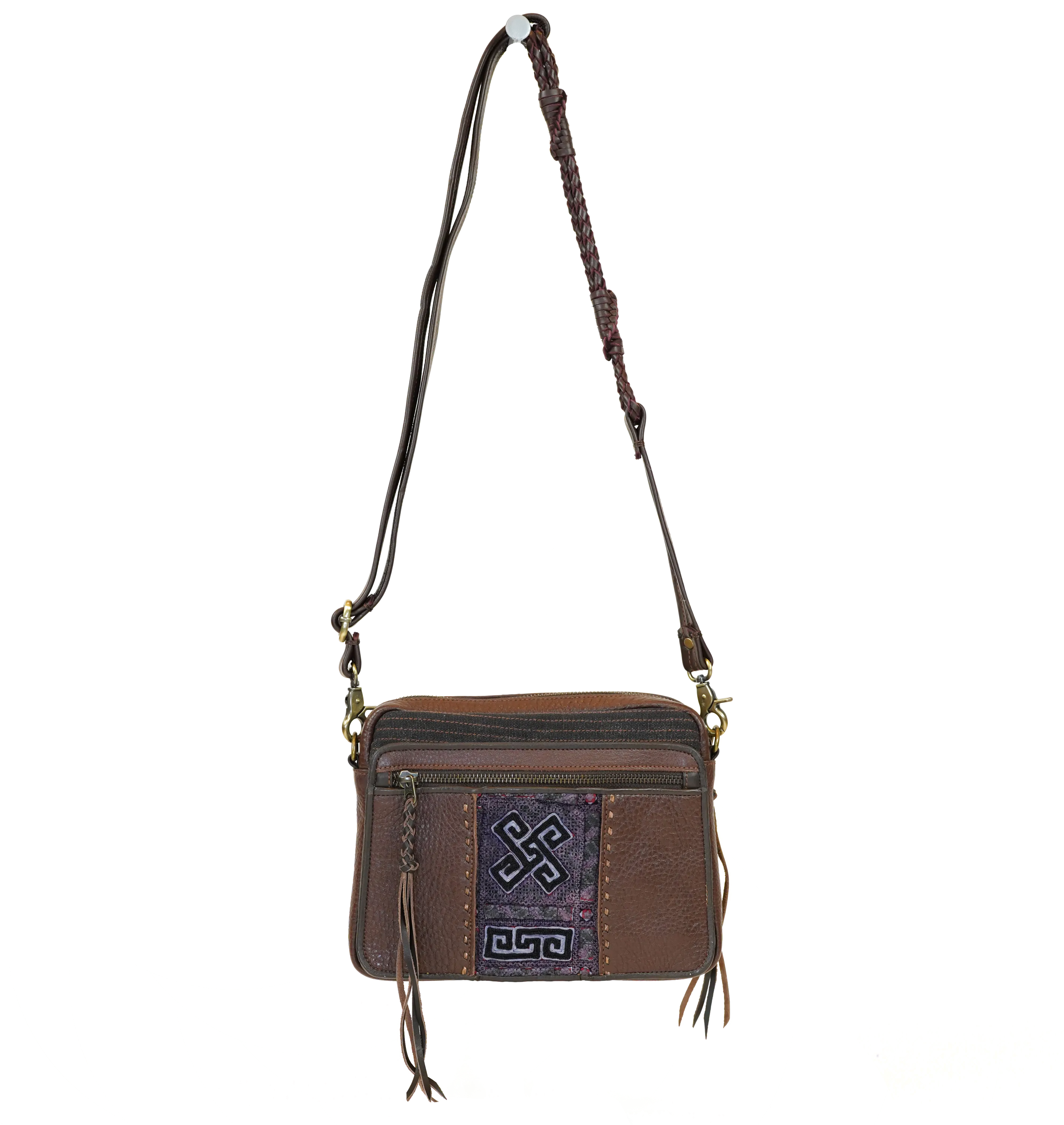 Besace en cuir et coton