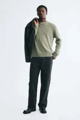 Pull Regular Fit en laine - Vert ancien — photo 1