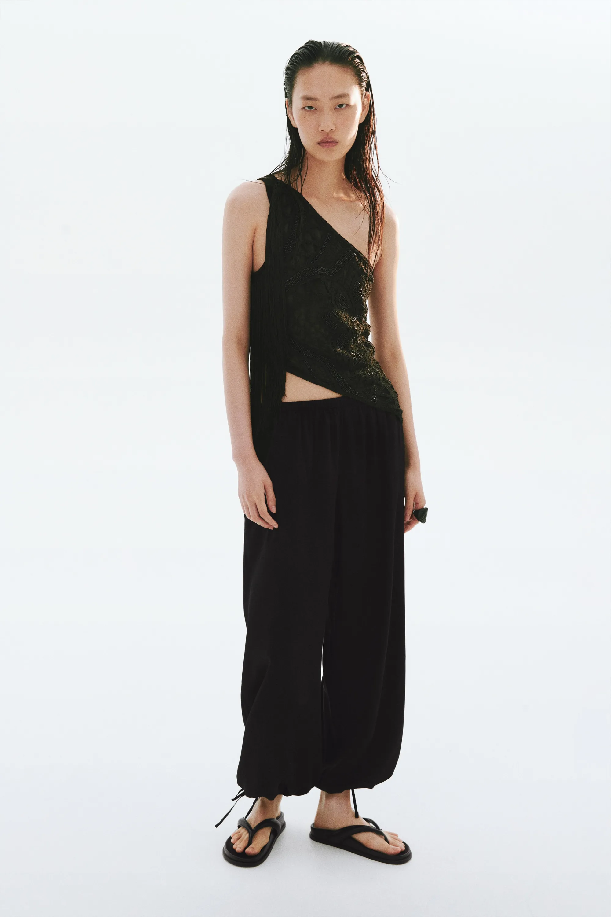 Pantalon ballon à cordon - Noir