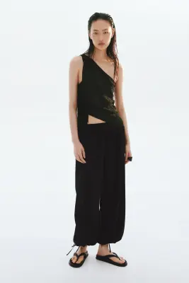 Pantalon ballon à cordon - Noir — photo 1