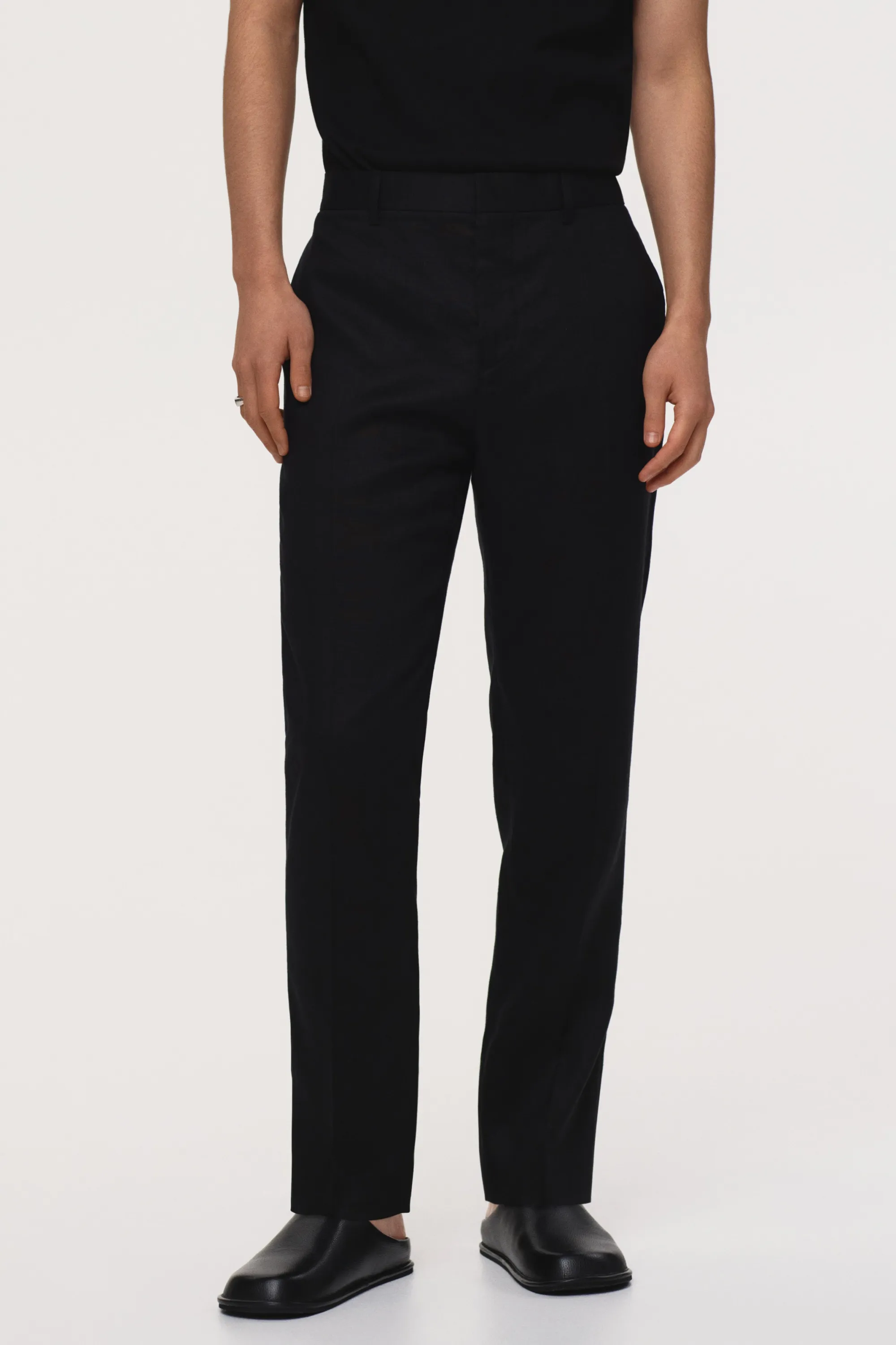 Pantalon de costume Slim Fit en lin - Noir