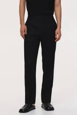 Pantalon de costume Slim Fit en lin - Noir — photo 1