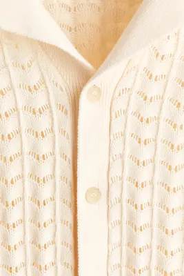 Chemise Relaxed Fit en maille pointelle - Crème — photo 3