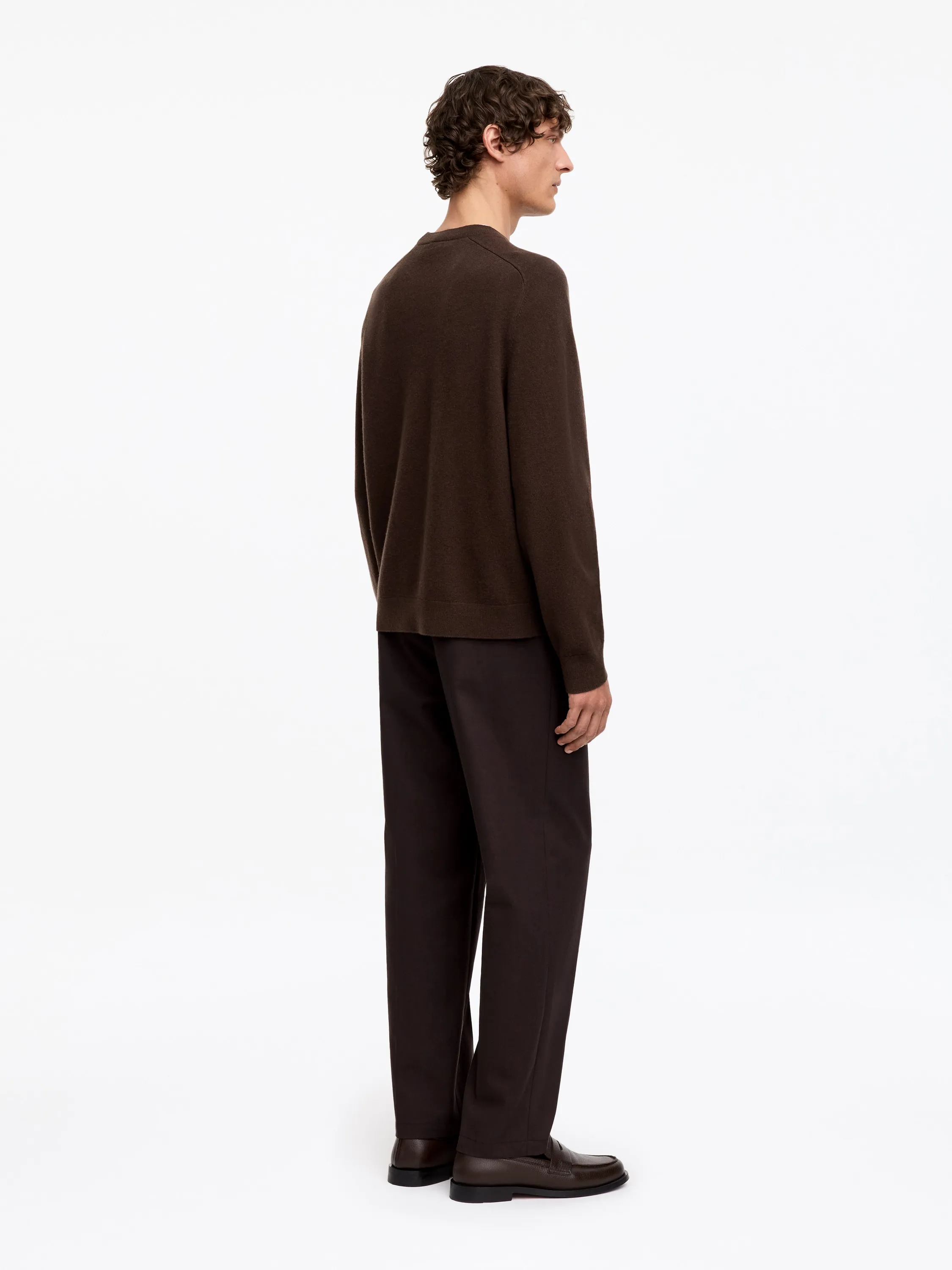 Pull en maille fine en laine - Marron