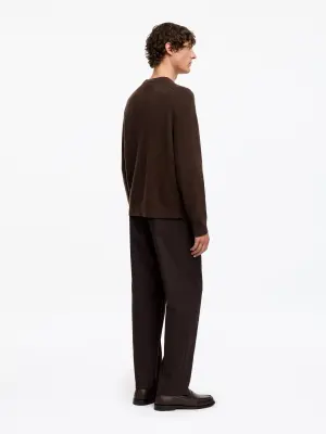 Pull en maille fine en laine - Marron — photo 1
