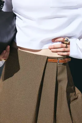 Jupe-short avec détail ceinture - Beige/motif pied-de-poule — photo 1