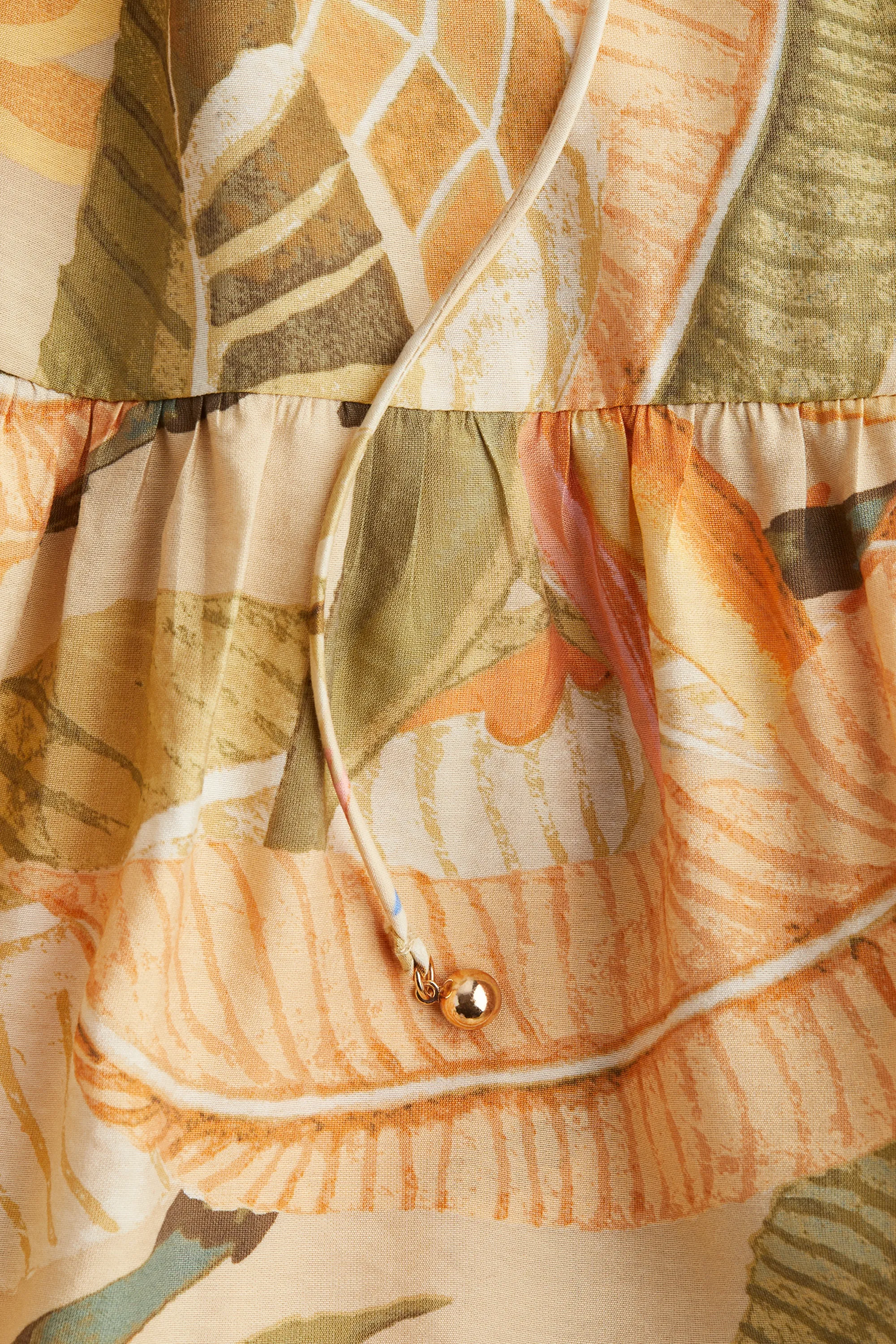 Robe maxi avec bretelles à nouer - Beige/fleuri