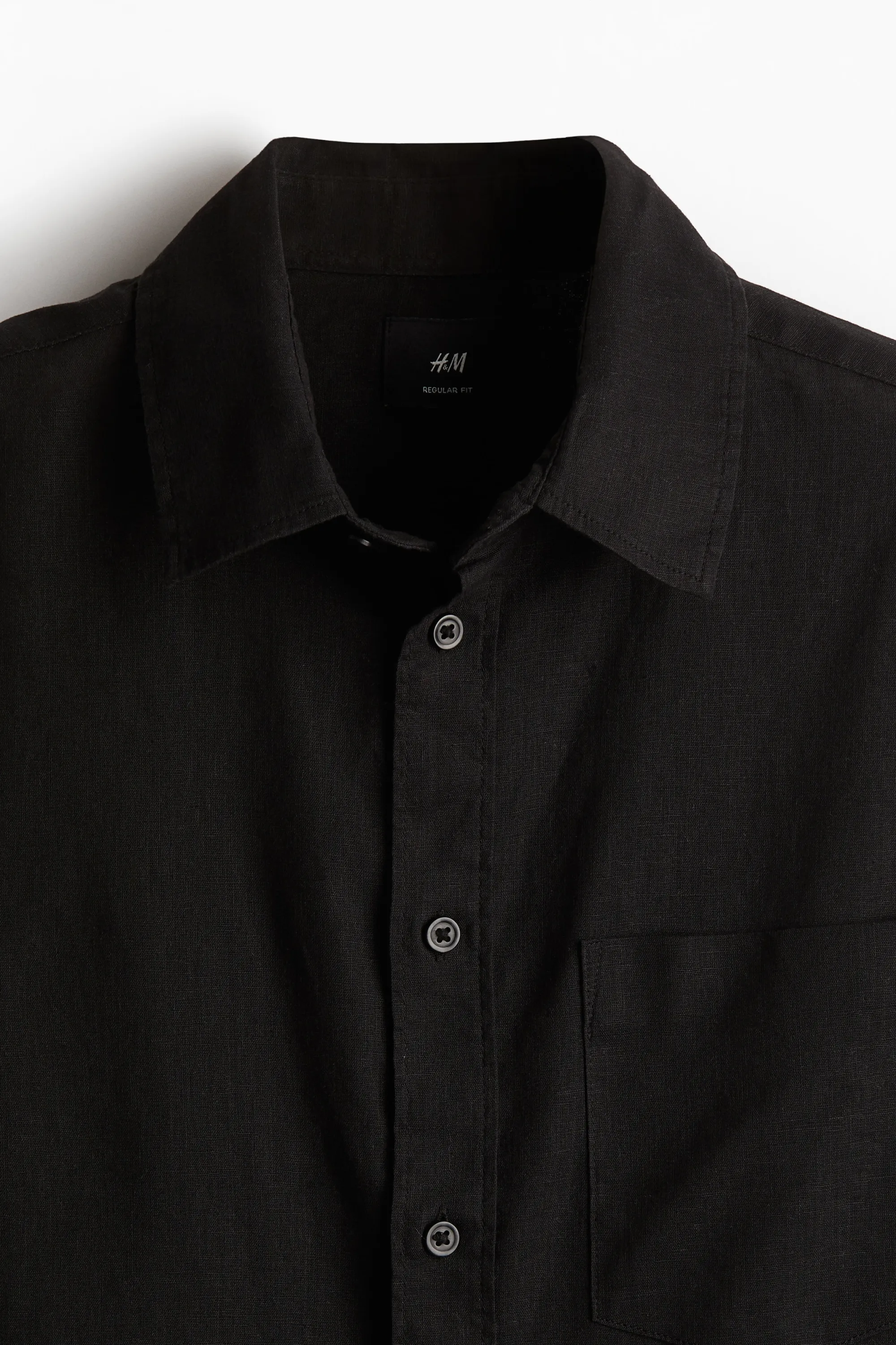 Chemise Regular Fit en lin mélangé - Noir