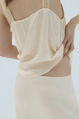 Slip skirt en viscose mélangée - Beige clair — photo 1