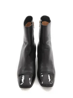Bottines bout carré verni en cuir noir Taille 41 Prix boutique 900€ — photo 2