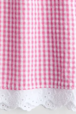 Pantalon en seersucker avec dentelle - Rose/vichy — photo 3