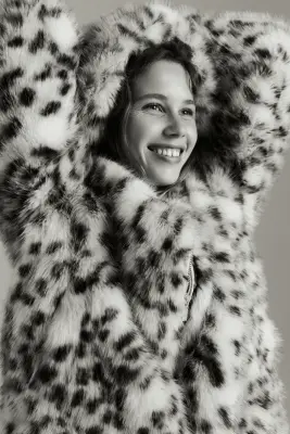 Veste à capuche - Crème/imprimé léopard — photo 1