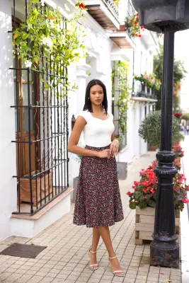 Mara Wrap Skirt - Black floral — photo 4