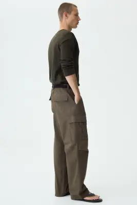 Pantalon cargo Relaxed Fit - Taupe foncé — photo 3