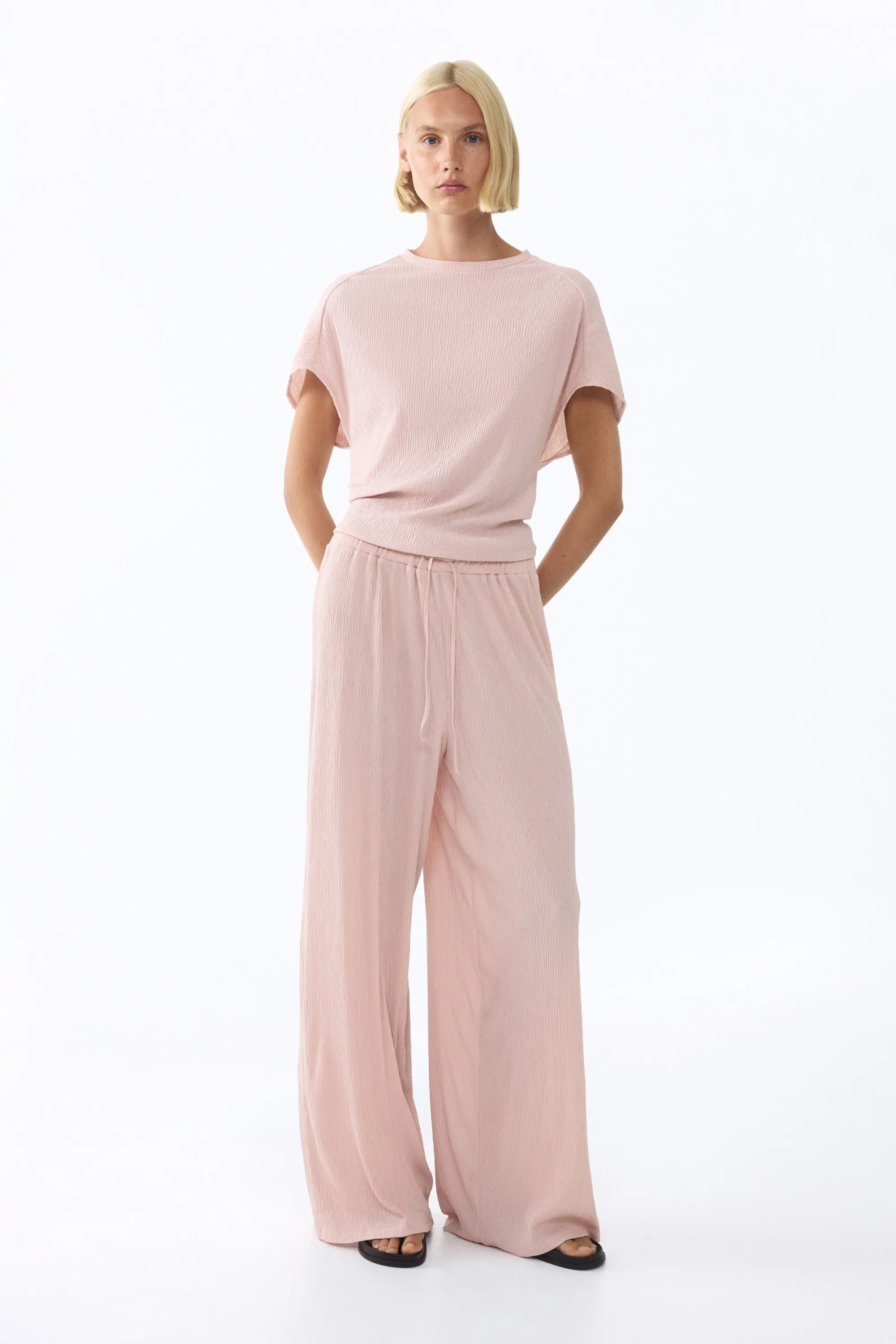Top froissé - Rose ancien clair